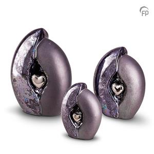 Funeral Products Urn van keramiek in grijsblauw met zilverkleurig hartje