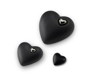 Funeral Products Hart urn Zwart met zilverkleurig hartje in 3 formaten