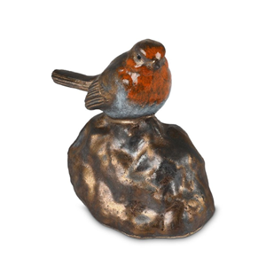Gedenkartikelen Roodborstje mini urn in keramiek met rode kleuren (300ml)