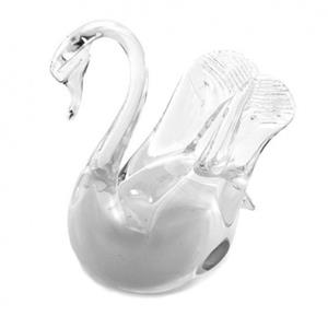 Eeuwige Roos Zwaan mini urn van kristalglas: Wit