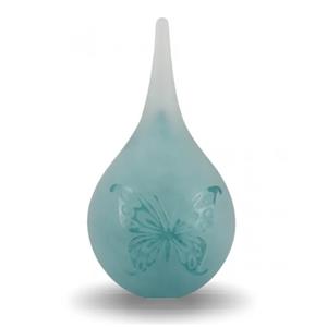 Eeuwige Roos Druppel urn 19cm in Opaque-Turquoise: Vlinder (260ml)