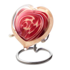 Eeuwige Roos Hart mini urn in Roze Opaak kristalglas (50ml)