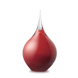 Eeuwige Roos Druppel urn 19cm van glas: Red Opaak (260ml)