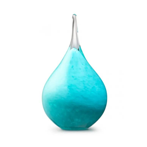 Eeuwige Roos Druppel urn 19cm van glas: Turquoise Opaak (260ml)