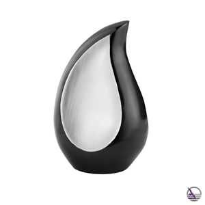 Gedenkartikelen Mini urn Traan Zwart met zilverkleur (75ml)