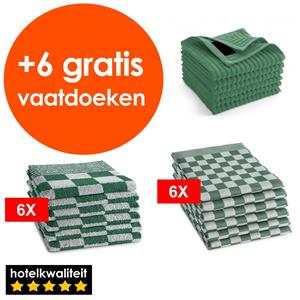 Zavelo 6x Theedoeken en 6x Keukendoeken Set + 6x GRATIS VAATDOEKJES - 6x Theedoeken - 6x Keukendoeken - Groen