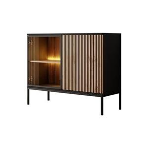 Meubella Dressoir Legend - Mat zwart - Eiken - 104 cm