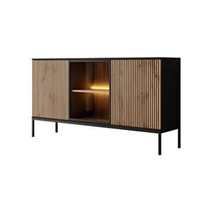 Meubella Dressoir Legend - Mat zwart - Eiken - 154 cm