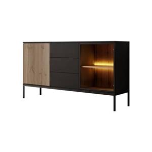 Meubella Dressoir Legend - Mat zwart - Eiken - 154 cm met lades