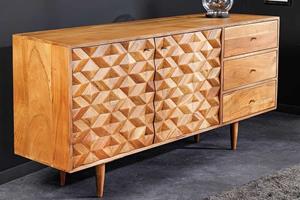 Invicta Interior Massief houten dressoir ALPINE 145 cm natuurlijke acacia retro design honingkleurige afwerking - 43737