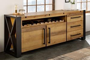 Invicta Interior Massief houten dressoir THOR 195cm vintage bruin grenen gerecycled industrieel - 43679