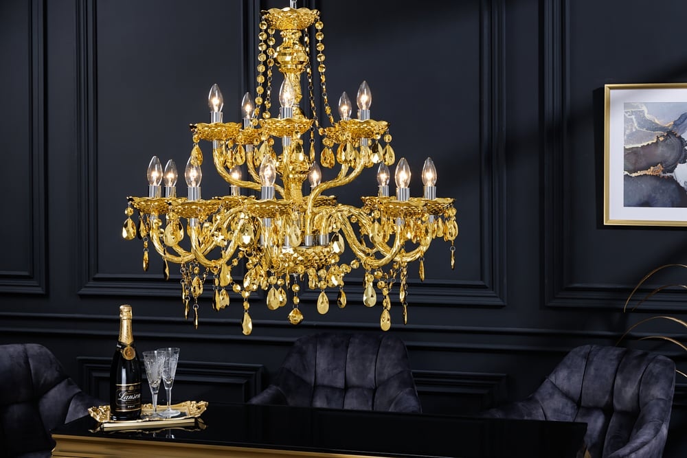 Invicta Interior Design kroonluchter CRYSTAL XL 80cm goud 15-armige kroonluchter kristallen lamp - 43168
