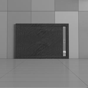 Sanexo Douchebak Mat Zwart Natuursteen Look Daisy Rechthoek 120X80 Polystone (Exclusief Sifon)