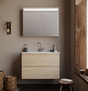 Sanexo Spiegelkast Emilia 85 met LED Verlichting Licht Eiken