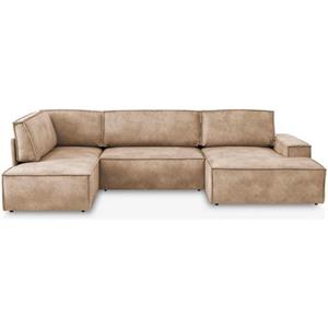 Home affaire Zithoek SHERWOOD XXL 329 cm Schlafsofa, U-Form (ligoppervlak 194x139 cm) met bedkist, ribfluweel, vintage, fluweel velour