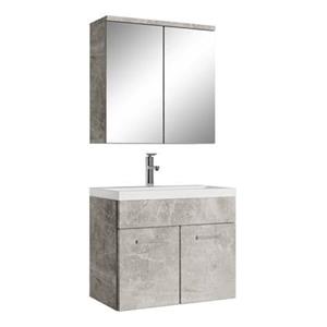 Badplaats Badkamermeubel Set Montreal 01 60 cm - Beton Grijs - Badmeubel met spiegelkast