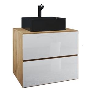 VCM 2-tlg. Waschplatz Waschtisch Badmöbel Set Waschbecken Lendas S BL Schublade