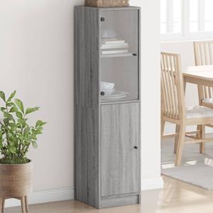 VidaXL Hoge kast met glazen deur 35x37x142 cm grijs sonoma eikenkleur