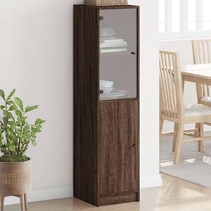 VidaXL Hoge kast met glazen deur 35x37x142 cm bruineikenkleurig
