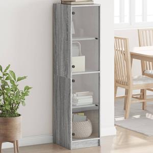 VidaXL Hoge kast met glazen deuren 35x37x142 cm grijs sonoma eiken