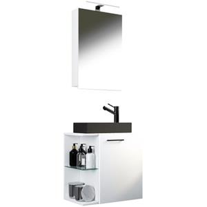 VCM 3-tlg Badmöbel Set Gäste WC Gästebad Waschplatz Waschtisch klein schmal Hausa SC BL