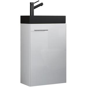 VCM 2-tlg Badmöbel Set Gäste WC Gästebad Waschplatz Waschtisch klein schmal Slito-BL