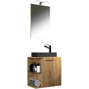 VCM 3-tlg Badmöbel Set Gäste WC Gästebad Waschplatz Waschtisch klein schmal Hausa SP-BL