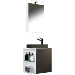 VCM 3-tlg Badmöbel Set Gäste WC Gästebad Waschplatz Waschtisch klein schmal Hausa SC BL
