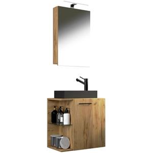 VCM 3-tlg Badmöbel Set Gäste WC Gästebad Waschplatz Waschtisch klein schmal Hausa SC BL