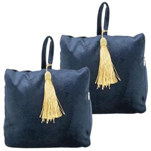 Mars & More 2x stuks fluwelen deurstoppers 18 cm navy -