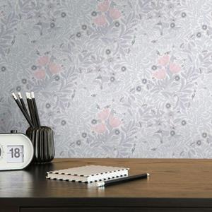 Livingwalls Behang Bloemmotief Grijs, Roze En Wit - 53 Cm X 10,05 M - As-390575