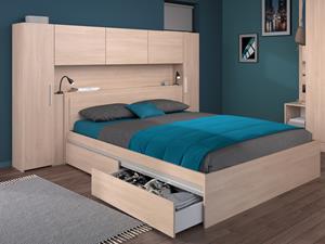 Mobistoxx Bed EKLAKO 140x190 cm met hoofdeinde en lades brooklyn eik