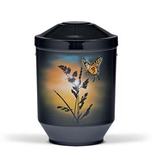 Gedenkartikelen Urn zwart edelstaal: Vlinders (4000ml)