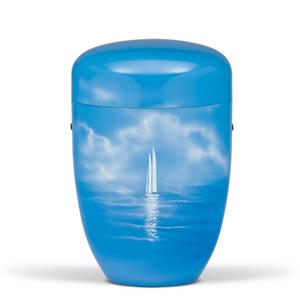 Gedenkartikelen Urn blauw edelstaal: Zeilschip (4000ml)