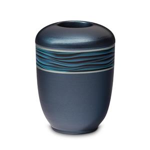 Gedenkartikelen Urn + waxine Parelmoer-Blauw met Golvende Zee (400ml)