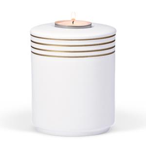 Gedenkartikelen Urn + waxine Wit met decorband in goudkleur