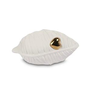 Gedenkartikelen Boomblad mini-urn met hartje in goudkleur (60ml)