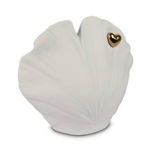 Gedenkartikelen Schelp design urn met hartje in goudkleur (1600ml)
