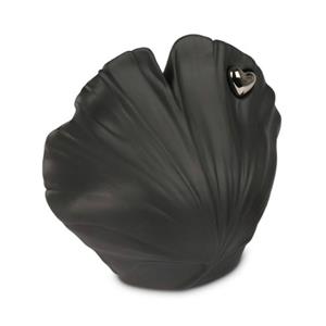 Gedenkartikelen Schelp design urn met hartje in zilverkleur (1600ml)