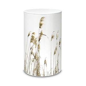 Gedenkartikelen Flora urn in wit keramiek met Rietgras op voorzijde (3000ml)