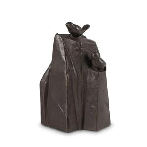 Gedenkartikelen Vogels op rots urn in brons (150ml)