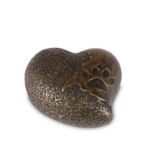 Gedenkartikelen Hart urn in brons - Your footprint in my heart -