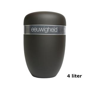 Gedenkartikelen Urn mat-zwart edelstaal met tekstband (4000ml)