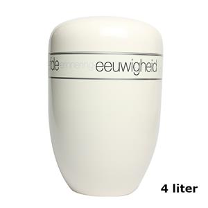Gedenkartikelen Urn mat-wit edelstaal met tekstband (4000ml)