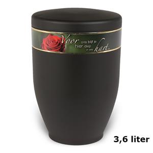 Gedenkartikelen Urn mat-zwart edelstaal met tekstband (3600ml)