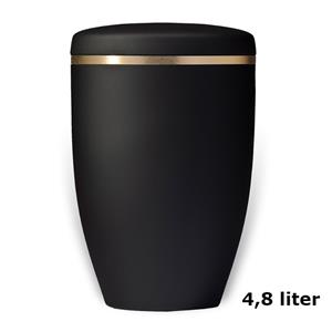 Gedenkartikelen Urn zwart van edelstaal met goudkleur band (4800ml)