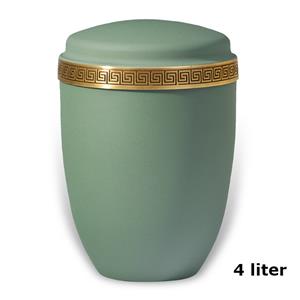 Gedenkartikelen Urn Olijfgroen-velours met messing reliëf decorband (4000ml)