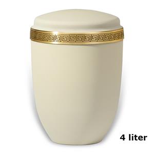 Gedenkartikelen Urn Beige-velours met messing reliëf decorband (4000ml)