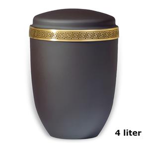 Gedenkartikelen Urn Antraciet-Velours met messing reliëf decorband (4000ml)