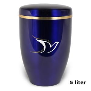 Gedenkartikelen Urn edelstaal Kobalt-Blauw met vogel duo-color (5000ml)